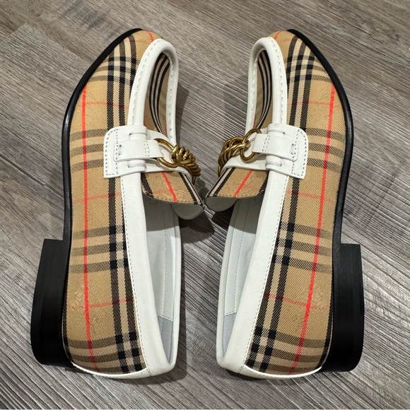 Burberry Moorley Logo Archive Check Loafers Off White - Picture 8 of 15